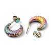 Ion Plating(IP) Rainbow Color 304 Stainless Steel Crescent Moon Stud Earrings EJEW-G293-10M-2