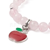 Natural Rose Quartz Beaded Stretch Bracelets BJEW-TA00228-2