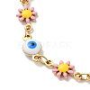 304 Stainless Steel Enamel Daisy Evil Eye Link Chain Bracelets for Women BJEW-B079-03G-2