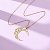 304 Stainless Steel Hollow Flower Moon Pendant Cable Chain Necklaces for Men Women NJEW-K308-01A-G-2
