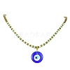 Handmade Evil Eye Lampwork Pendant Necklace with Glass Seed Beaded Chains for Women NJEW-JN04418-3