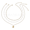 304 Stainless Steel Pendant 316 Surgical Stainless Steel & Plastic Pearl Paperclip Chain 3 Layer Necklaces for Women NJEW-JN05471-01-3