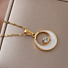 Vintage 304 Stainless Steel Resin Moon Pendant Necklaces with Clear Glass for Women IK8705-3