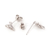 Brass Micro Pave Clear Cubic Zirconia Ear Studs EJEW-G281-13P-3