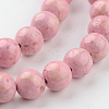 Dyed Natural Fossil Beads Strands G-E328-6mm-03-2