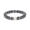 3Pcs 3 Style Natural & Synthetic Mixed Stone Round Beaded Stretch Bracelets Set BJEW-JB08586-8