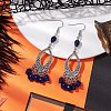 Halloween Skull Dyed Synthetic Turquoise & Alloy Dangle Earrings EJEW-JE05890-04-2