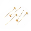 Brass Crystal Rhinestone Flower Head Pins X-KK-A178-03G-1