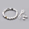 Natural Howlite Beads Stretch Bracelets BJEW-JB03852-01-3