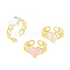 Enamel Heart Promise Open Ring RJEW-P027-07G-1