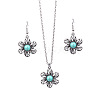 Synthetic Turquoise Pendant Necklaces & Dangle Earrings Sets WGE96E9-02-2