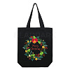 DIY Christmas Wreath Pattern Black Canvas Tote Bag Embroidery Kit PW23050615706-1