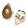 Freshwater Shell with Pearl Adjustable Finger Rings for Girl Women AJEW-Z010-03C-P-2
