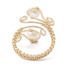 Copper Wire Wrapped Natural Cultured Freshwater Pearl Open Ring RJEW-JR00629-5