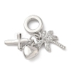 Brass Micro Pave Clear Cubic Zirconia European Dangle Charms KK-D502-13D-P-1