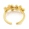 Flower Rack Plating Brass Micro Pave Cubic Zirconia Open Cuff Rings for Women RJEW-N047-01G-RS-4