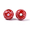 Christmas Spray Painted Schima Wood Beads WOOD-T032-35E-2