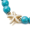 Round Synthetic Turquoise Beaded Stretch Bracelets BJEW-JB10276-02-2