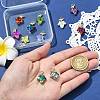 11Pcs 11 Colors Brass with K9 Glass Charms KK-CJ0004-07-4