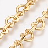 Brass Heart Link Chain Necklaces X-NJEW-O101-01G-1