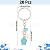 20Pcs Turtle with Starfish Synthetic Turquoise Pendant Keychains KEYC-CP0001-47A-2