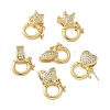 Brass Micro Pave Clear Cubic Zirconia Twister Clasps KK-P293-02-G-1