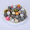 Colorful Pattern Printed Silicone Focal Beads SI-JX0022A-01-6