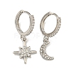 Clear Cubic Zirconia Star & Moon Asymmetrical Earrings MOST-PW0001-064P-1