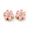 Flower Brass Micro Pave Clear Cubic Zirconia Beads KK-G419-06G-05-2