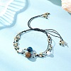 Natural White Jadee & Grade AB Tiger Eye & Tiger Eye & Nylon Thread Adjustable Multi-strand Bracelets BJEW-MZ00238-03-2