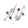 Glass with Alloy Enamel Snowflake Charm Dangle Earrings for Women EJEW-TA00559-4
