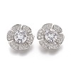 Brass Micro Pave Clear Cubic Zirconia Shank Buttons KK-H738-20P-1