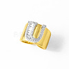 Brass Micro Pave Clear Cubic Zirconia Cuff Open Rings FS-WGA5D1D-21-1
