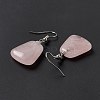 Natural Rose Quartz Trapezoid Dangle Earrings EJEW-D188-02P-01-3