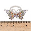 Butterfly Brass Micro Pave Colorful Cubic Zirconia Finger Rings for Women RJEW-G343-30P-01-5