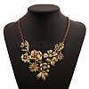 Retro Alloy Crystal Rhinestone Flower Pendant Bib Necklaces for Women FS-WGB73F9-02-1