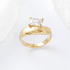 304 Stainless Steel Glass Finger Rings MD8256-2-4