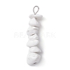 Gradient Color Natural Quartz Crystal & Natural Howlite & White Moonstone Chip Beaded Pendants PALLOY-JF02791-01-3