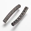 Brass Micro Pave Cubic Zirconia Tube Beads ZIRC-N025-60B-1