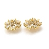 Flower Brass Clear Cubic Zirconia Bead Caps KK-V008-07G-2