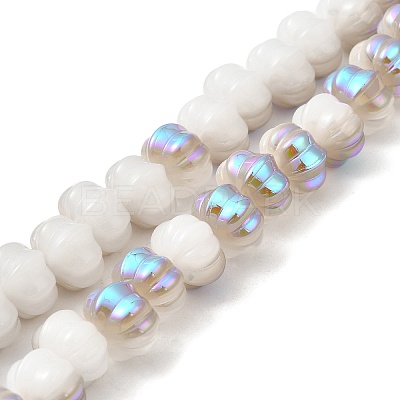 Half Rainbow Plated Electroplate Glass Beads GLAA-G106-02A-HR02-1