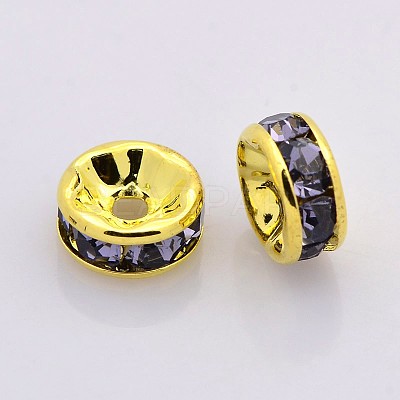 Brass Rhinestone Spacer Beads RB-A014-Z6mm-18G-1
