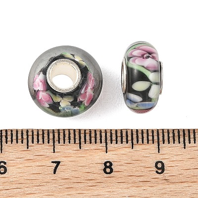 Lampwork & Brass Core European Beads LAMP-P019-01P-09-1