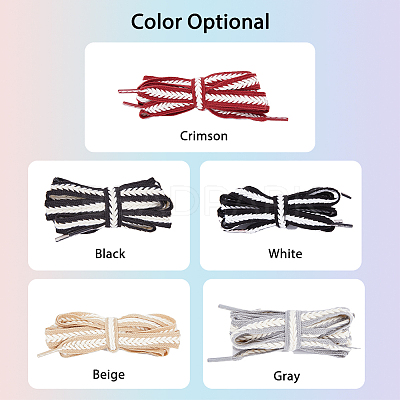 5 Pairs 5 Colors Two Tone Flat Polyester Braided Shoelaces DIY-FH0005-41A-02-1