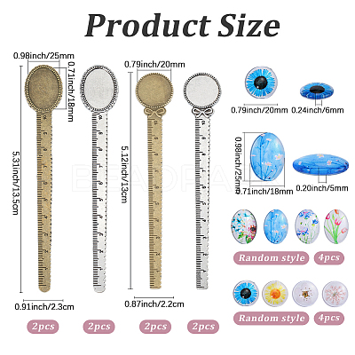 DIY Oval & Flat Round with Flower Bookmark Making Kits DIY-SC0032-08-1