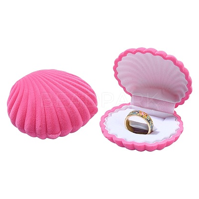 1Pc Shell Shaped Velvet Jewelry Storage Boxes VBOX-YW0001-05B-1