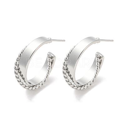 Brass Ring Stud Earrings EJEW-K264-08P-1