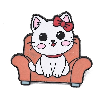 Cat Sitting in Sofa Enamel Brooches AL-I001-06EB-01-1