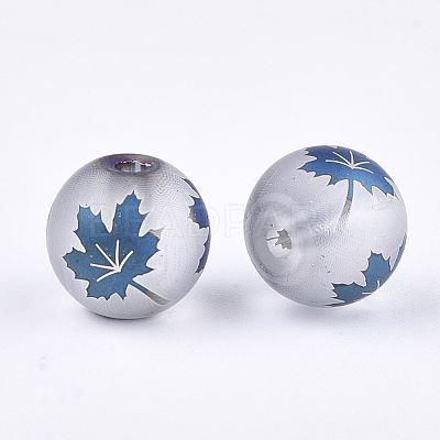 Autumn Theme Electroplate Transparent Glass Beads EGLA-S178-01C-1
