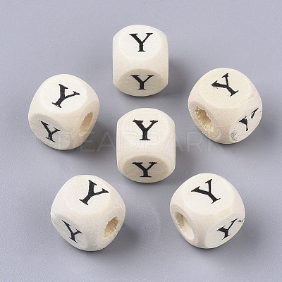 Printed Natural Wood Beads WOOD-T026-001Y-1